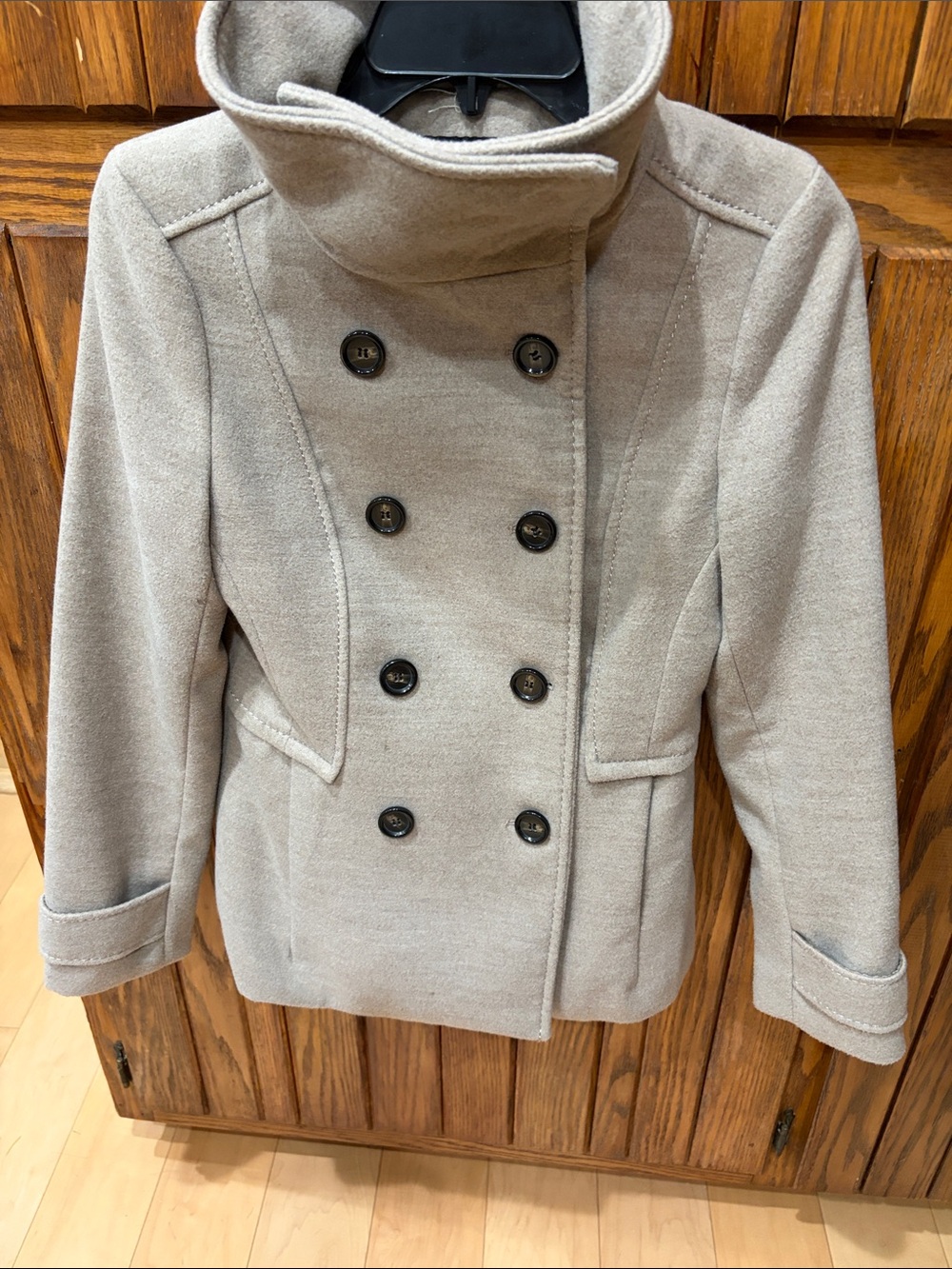 H&M Classic Double-Breasted Women's Peacoat in Light Gray size 4